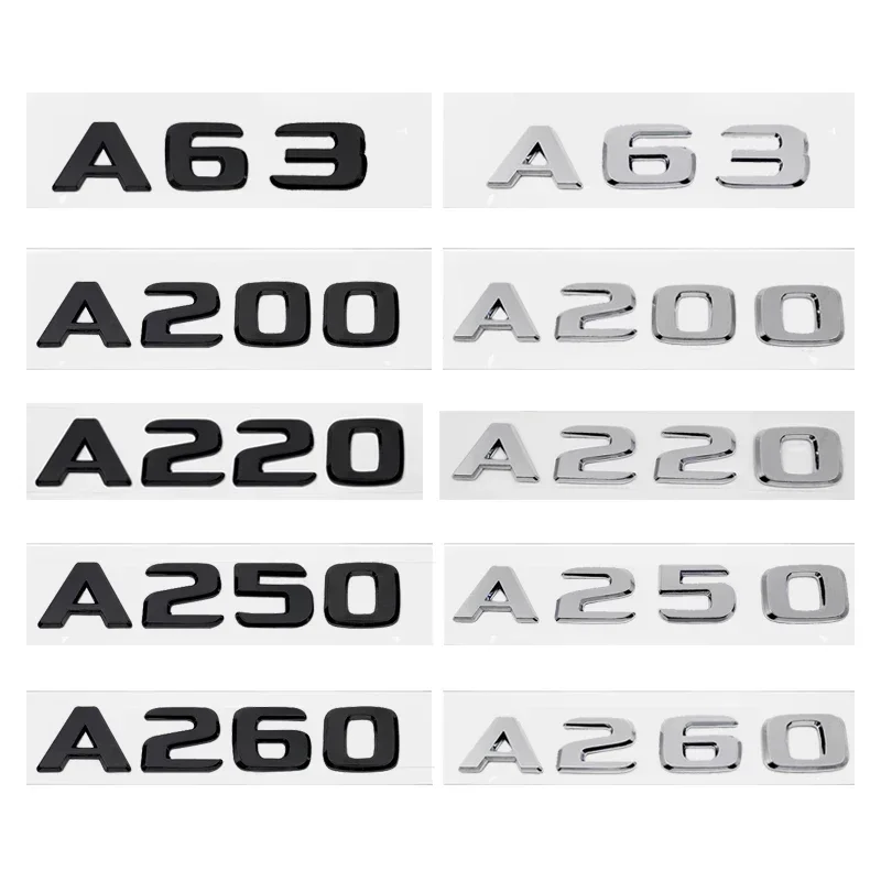 

3D Letters Car Rear Trunk Sticker A Class A63 A200 A220 A250 A260 Emblem ABS Tail Number Badge Decal for Mercedes Benz W177 W176