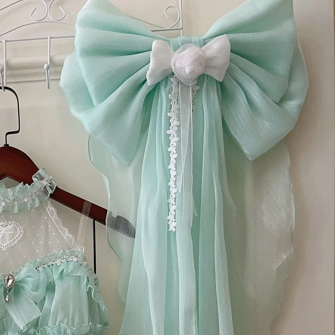 MAGOGO 백설탕 소녀 달콤한 로리타 코스프레 액세서리 요정 카와이 빅 Bownot 후행 활 리본 헤어 밴드 꽃 브로치