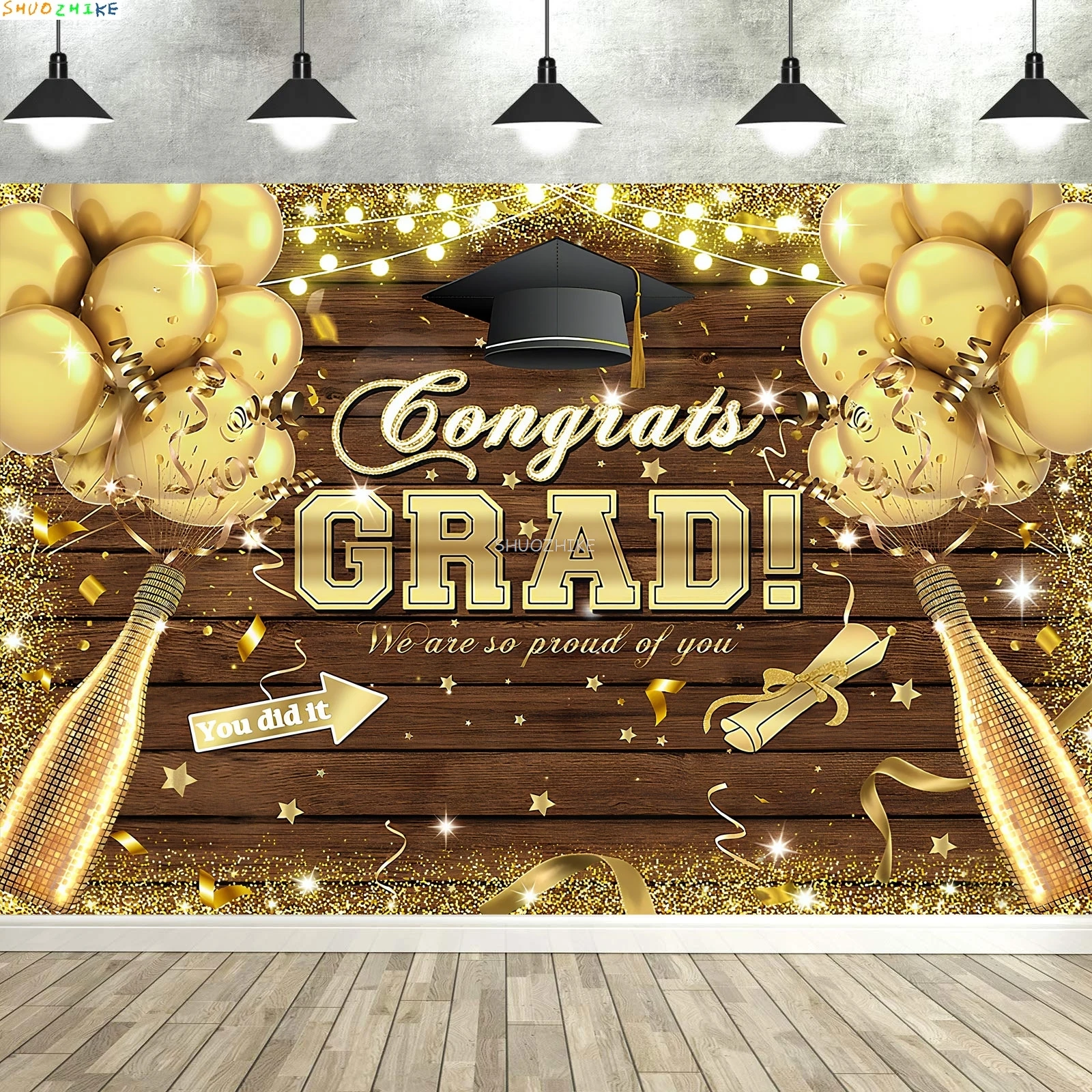 

Выпускной тематический фон для фотосъемки, розовое золото, блестящий воздушный шар, шляпа бакалавра, поздравления, декор для вечеринки, фоны для фотостудии NS-01