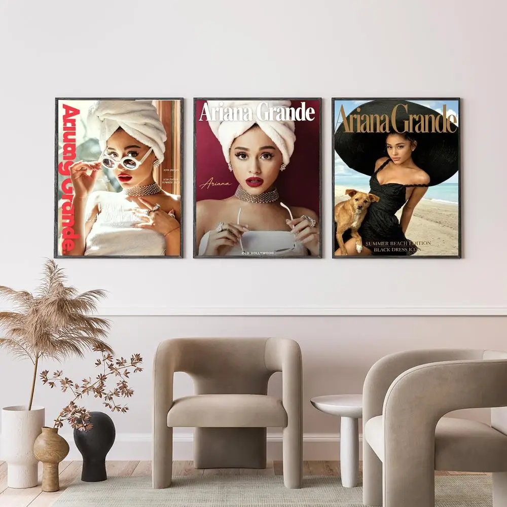 music Ariana Grande Poster Poster HD Self-Adhesive Art Print Waterproof Wall Decor for Bedroom Living Room Decor Gift