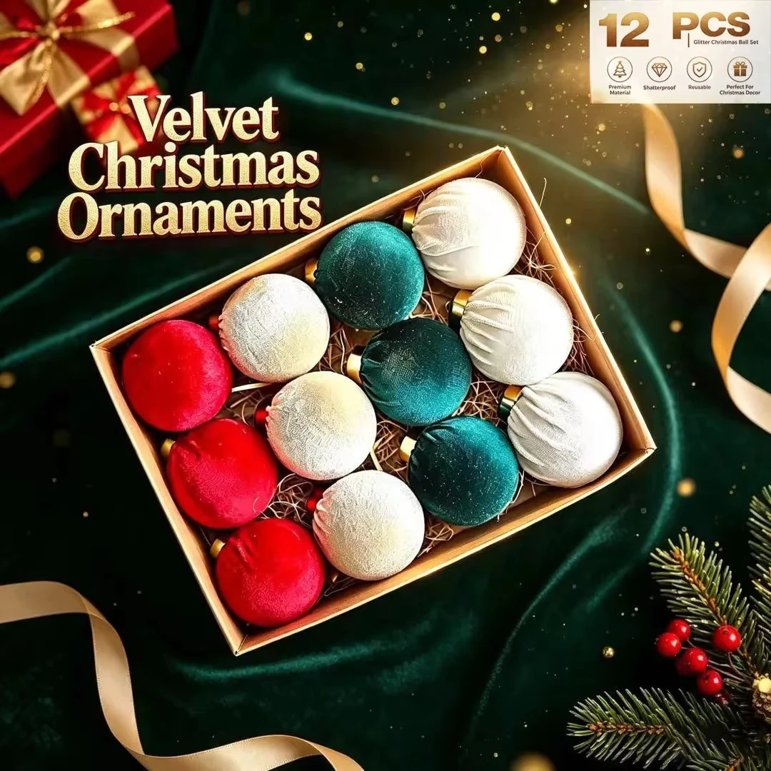 12 Pieces 6cm/8cm Christmas Ball Ornaments in Six Festive Colors To Decorate Christmas Tree New Year's Sphere Pendant