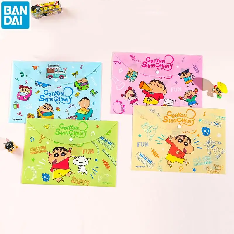 

12Pcs Kawaii Anime Crayon Shin-Chan File Pocket Cute Cartoon Student A4 Waterproof Test Paper Bag Storage Bag Gifts for Girls