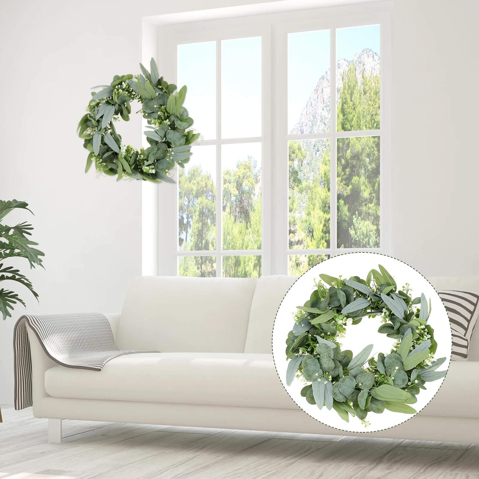 

Artificial Eucalyptus Wreath Lavender Front Door Decor Stylish Indoor Outdoor Wall Door Window Hanging High Quality