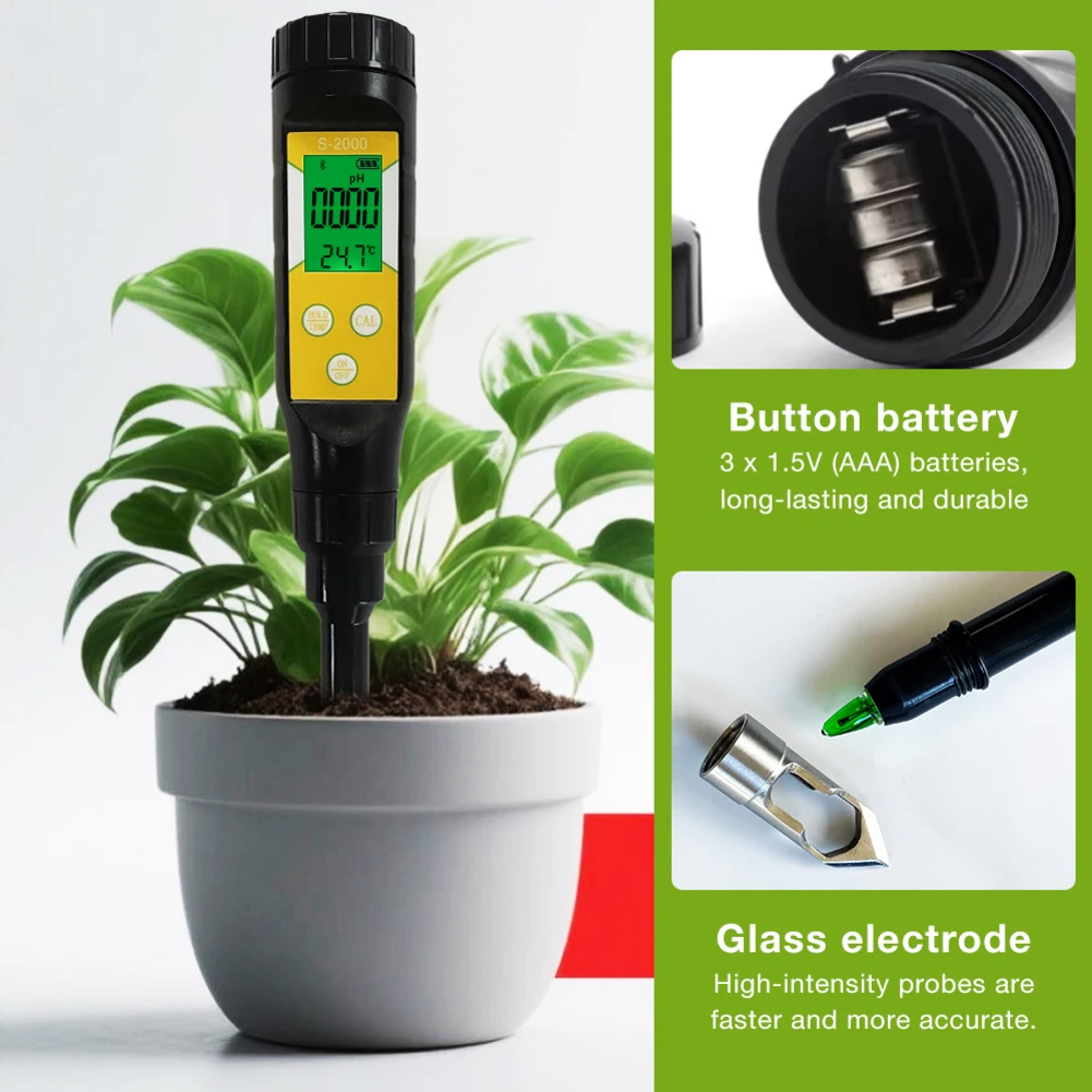 for smartphone Connection Soil Tester Garden Monitoring PH Range 0.0-14.0 Temperature 0.0-50 C Compact Portable Design