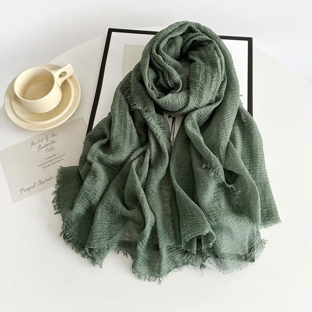 New Big Size Hijab Scarf Crinkle Solid color Plain Scarf Breathable Hijab Hood