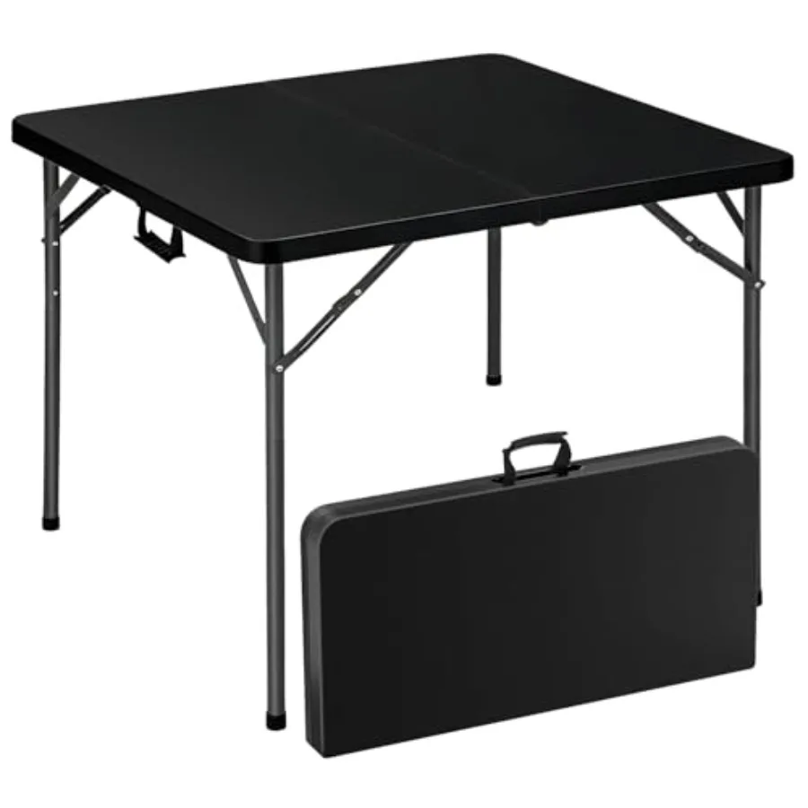 

34 Square Folding Table Portable Folding Card Table with Collapsible Legs Carrying Handle Plastic Tables for Camping Picnic Off