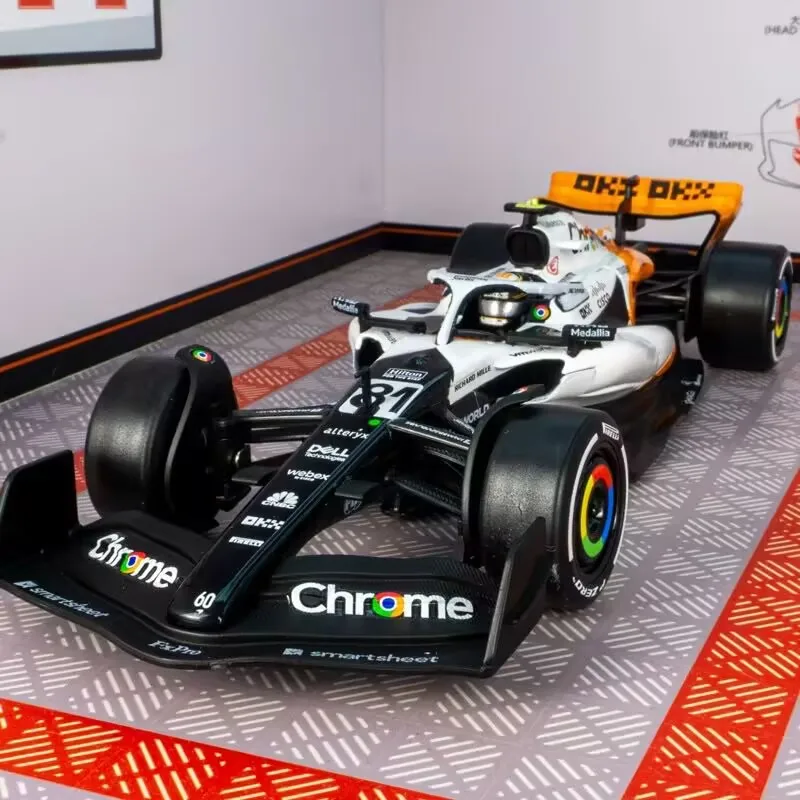 

1:24 MCL60 2023 Monaco 4# Lando Norris P2 British GP Mclaren F1 #81 Oscar Piastri Car Diecast Racing Super Car Vehicle Model Toy