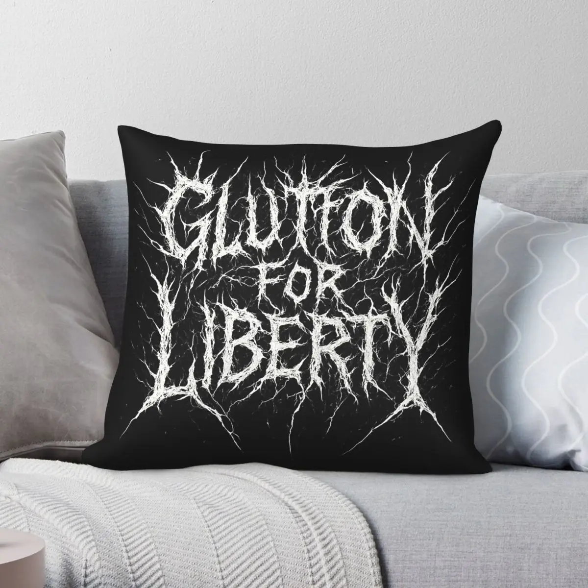 Glutton For Liberty Metal Square Pillowcase Polyester Linen Velvet Pattern Zip Decorative Room Cushion Cover 45x45
