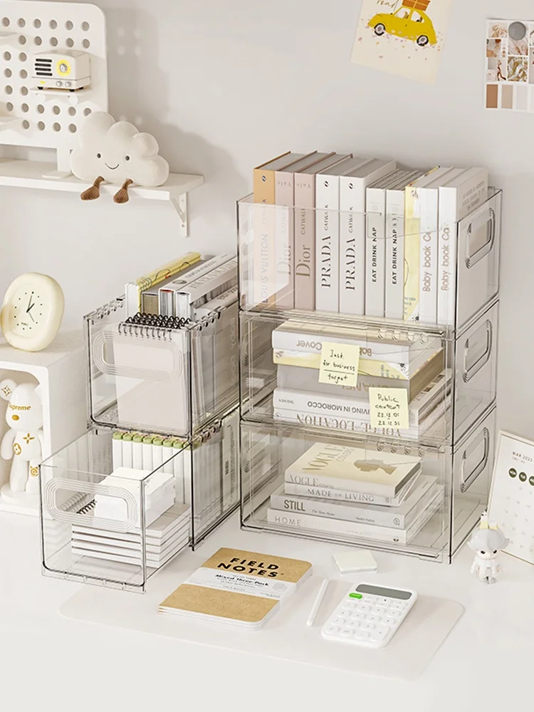 

Акриловый настольный органайзер-бокс для хранения книг, канцелярских принадлежностей, игрушек, прямоугольный контейнер для домашней организации