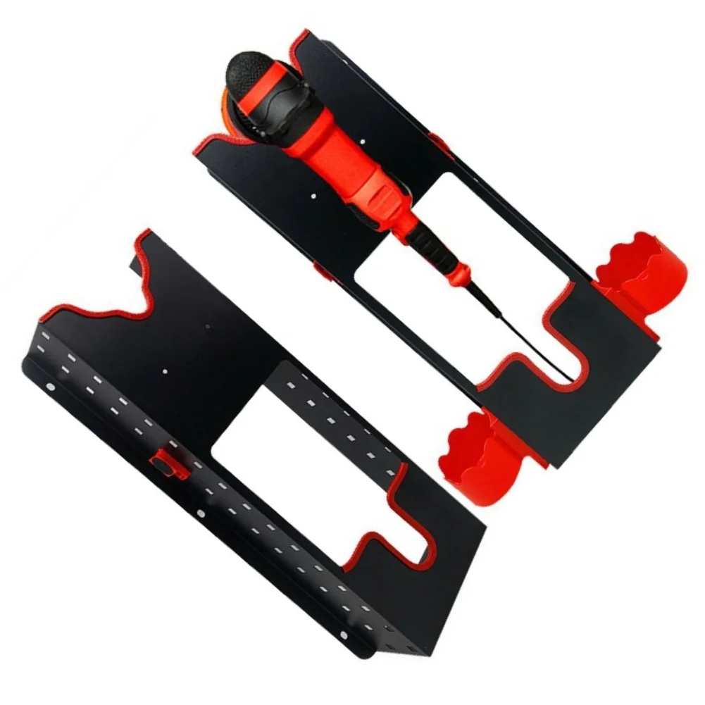 Wall Mount Polisher Rack for Automotive Detailing Stations with Two Bottle Holders and Reliable Mounting Design
