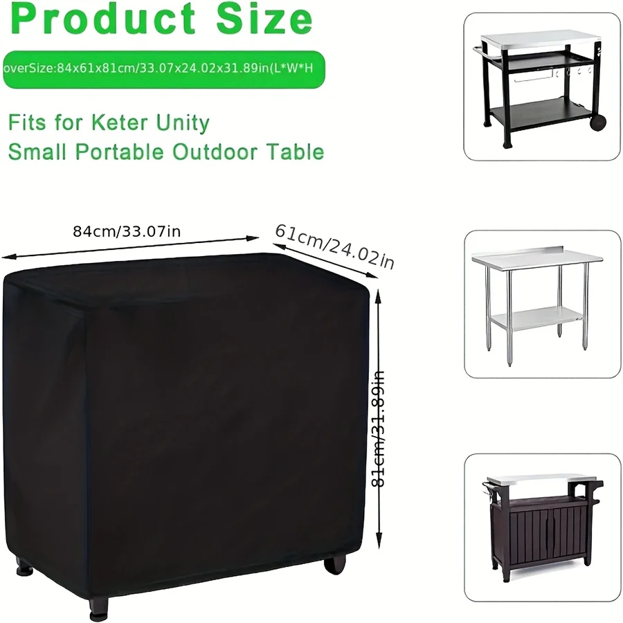 Black Universal Outdoor Cart Table Cover Waterproof Durable Furniture Protective Cover Outdoor Patio Table Cart Protector