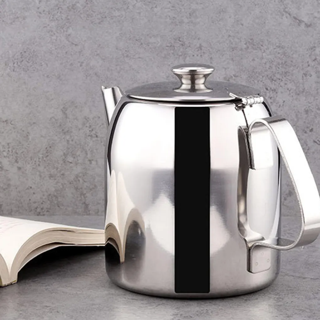 

Teapot Stainless Steel Filter Hole Boiling Coffee Tea Pot Wine Drink Kettle with Handle Restaurant Cafe Drinkware