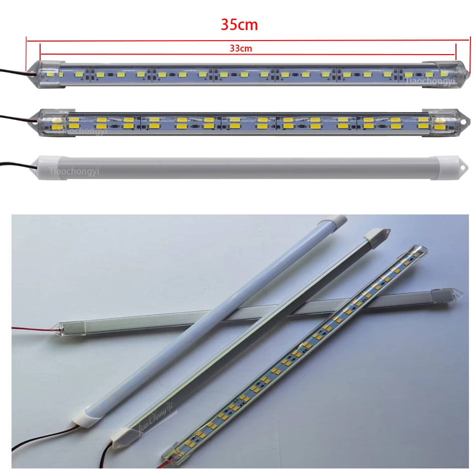 Tira de luces LED de 33cm, 12V de CC, 24V, lámpara de barra de tubo rígido duro, 330mm x 15mm, IP65, tiras de luces de cuentas blancas impermeables de 5630 led para bricolaje