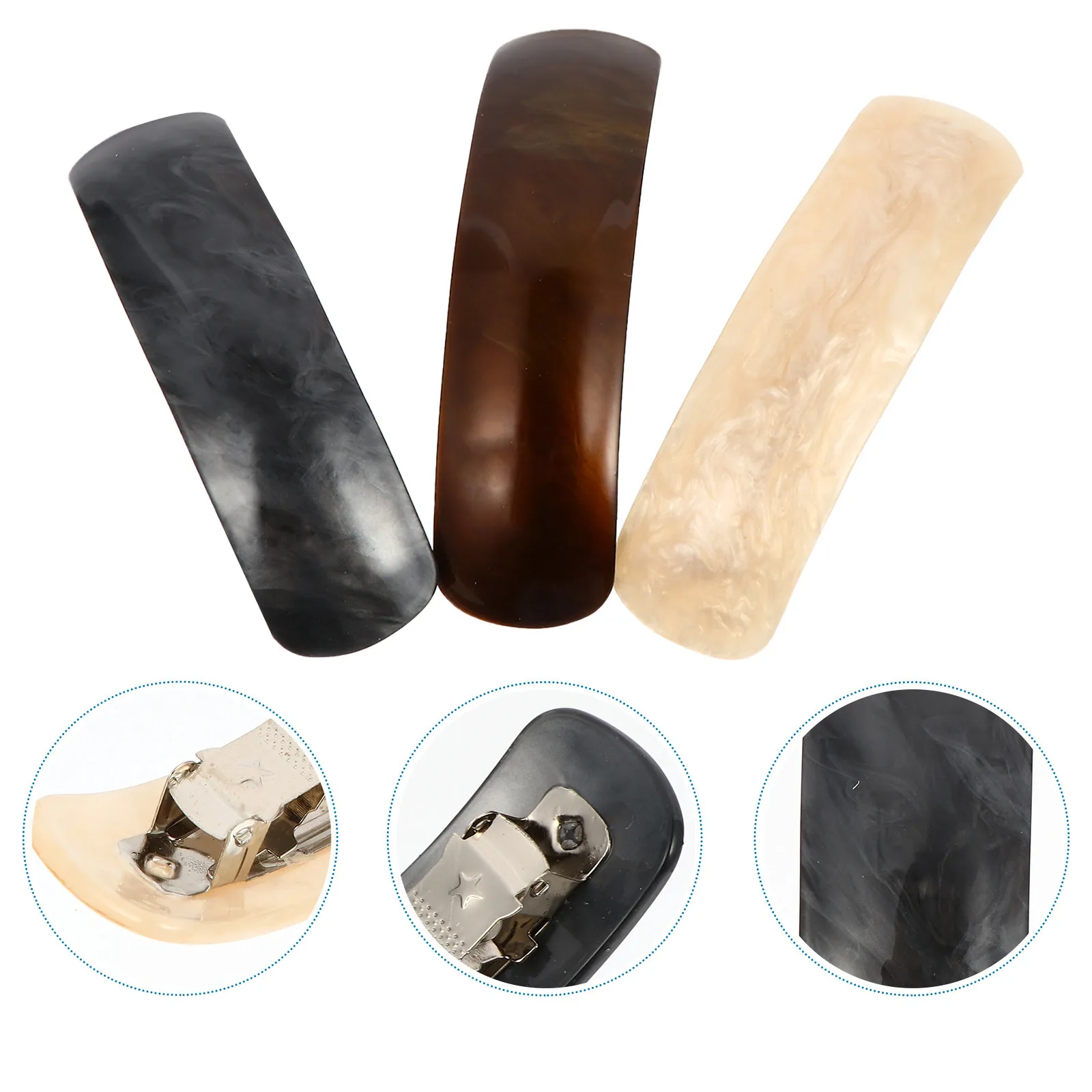 

3Pcs Women Spring Hair Clips Retro Automatic Acrylic Barrettes Fashion Hairpins Elegant Hair Accessories for Wedding Party Daily