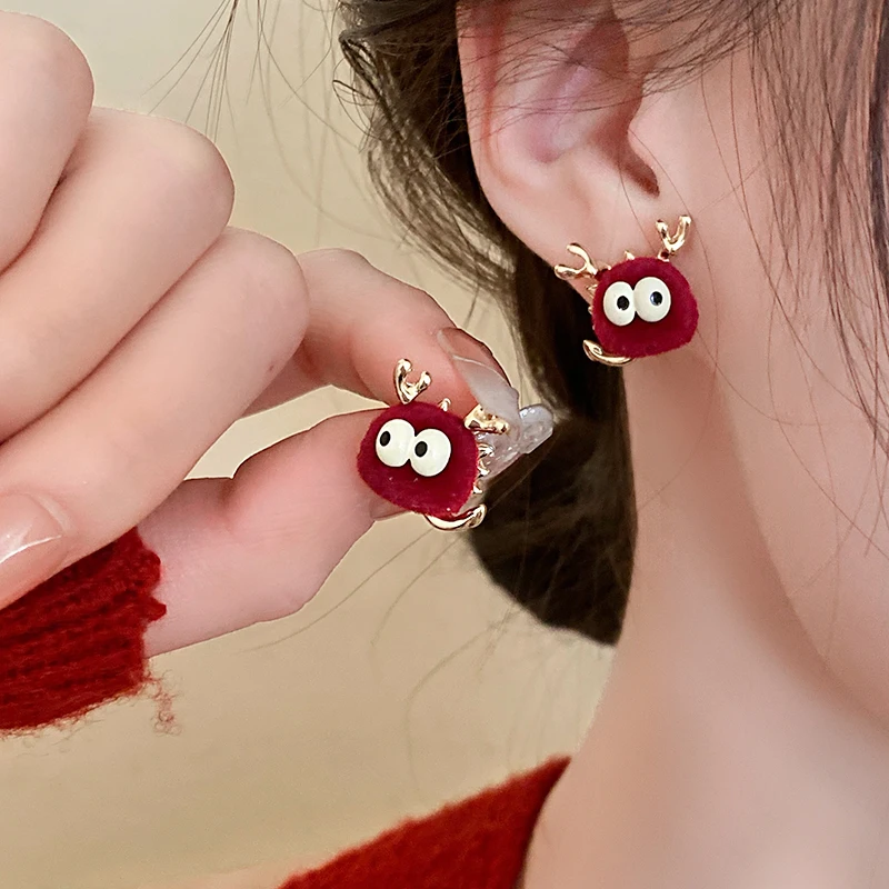 2024 Dragon Earrings for Women Flocking Dragon Fringe Cartoon Cute Cute Earrings New Life Year Women Accessories Girl's Gift