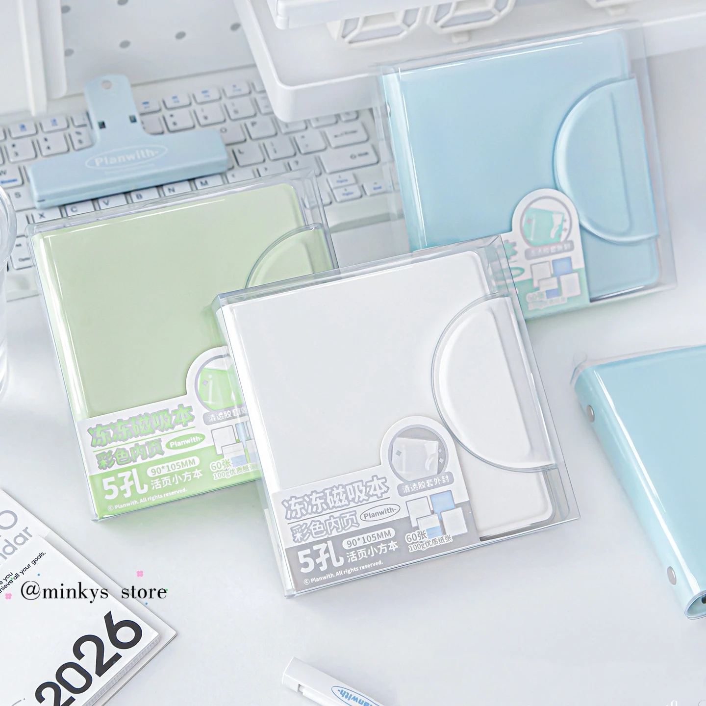 Ice Cream Color Magnetic Notebook PU Leather Waterproof Notebook Loose‑Leaf Binder for High School Students Class Note
