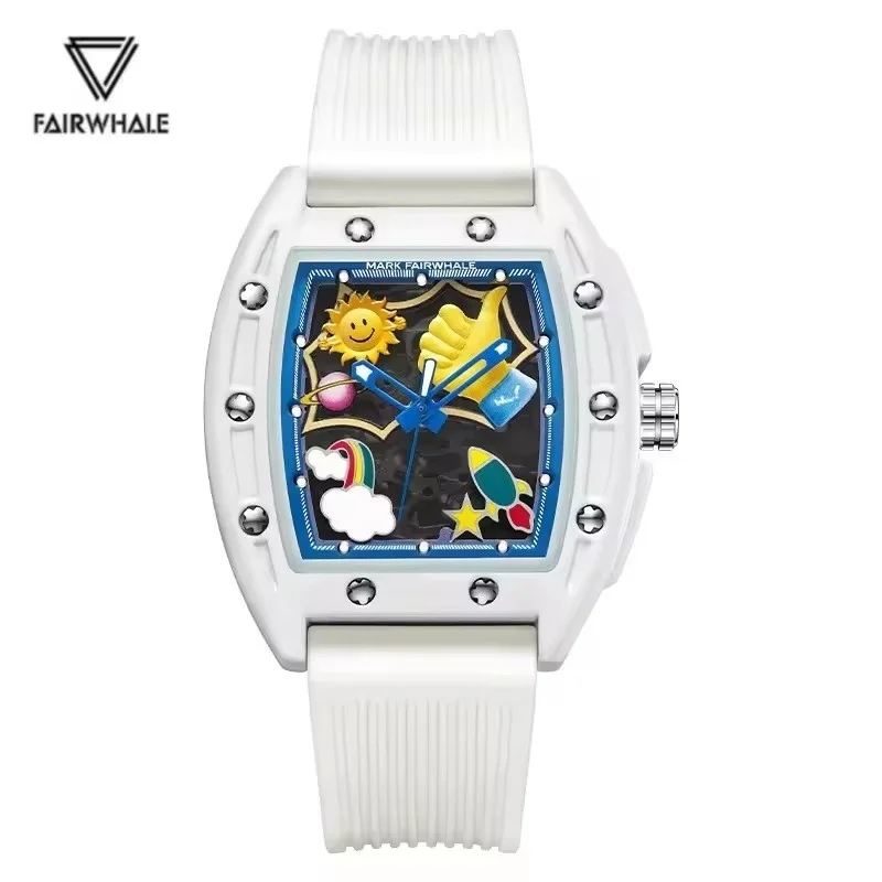 

Mark Fairwhale 6930 Casual Men’s Automatic Mechanical Watches Luminous Hands Watch Silicone Strap Fashion Men Wristwatch