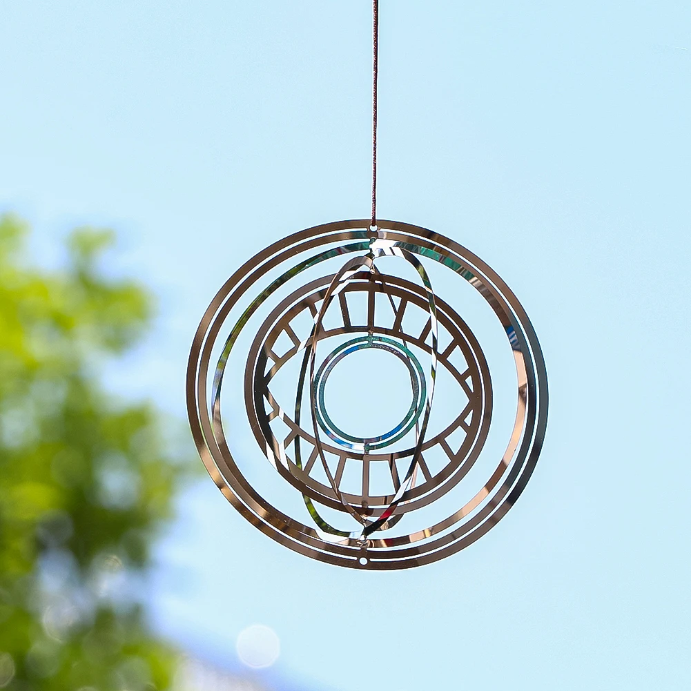 Evil Eye Wind Spinner Hanging Decoration for Garden Decor Lucky Turkish Eyes Blessing Protection 3D Flowing Wind Chimes Pendant