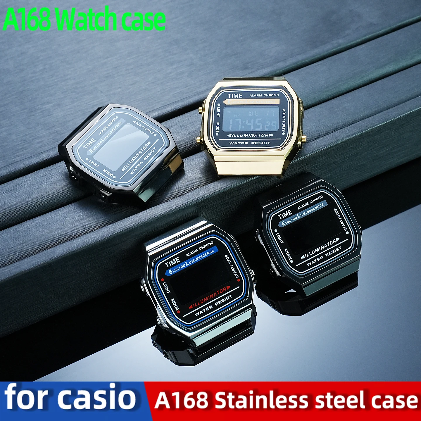 

Модный комплект металлического корпуса A168 для часов Casio 3298, безель из нержавеющей стали и замена ремешка, стеклянная линза, детали инструментов «сделай сам» (серебристый)