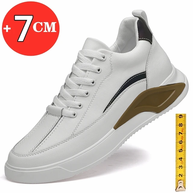 Man Fashion Lift Sneakers Elevator Shoes for Men Casual Leather White Shoes Leisure Height Increase Insole 7cm Sport Shoes AliExpress