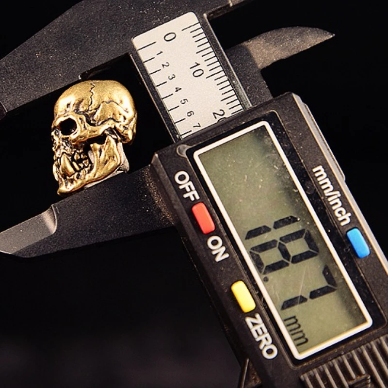 2Pcs Skull Head Brass Knife Bead Punk EDC Outdoor DIY Paracord Woven Lanyard Pendant Retro Accessories108