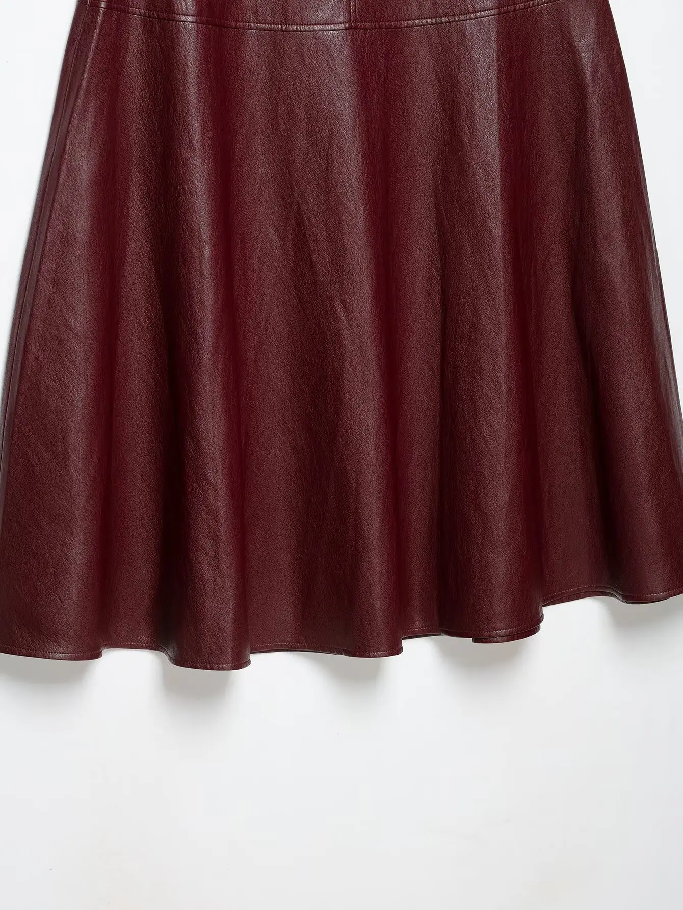TFMLN Damen Midirock mit hoher Taille, A-Linie, aus PU-Leder, langer Rock, elegant, modisch, einfarbig, für das Büro, Damenrock, Herbstneuheit – Detail 12