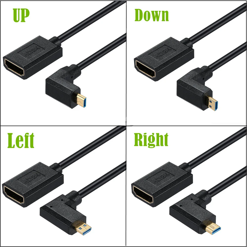 Micro HDMI-compatible Male to HDMI-compatible Female Cable for 8K@60Hz  1080P, 4K@120Hz, 3D, and Audio Return Channel 0.3m