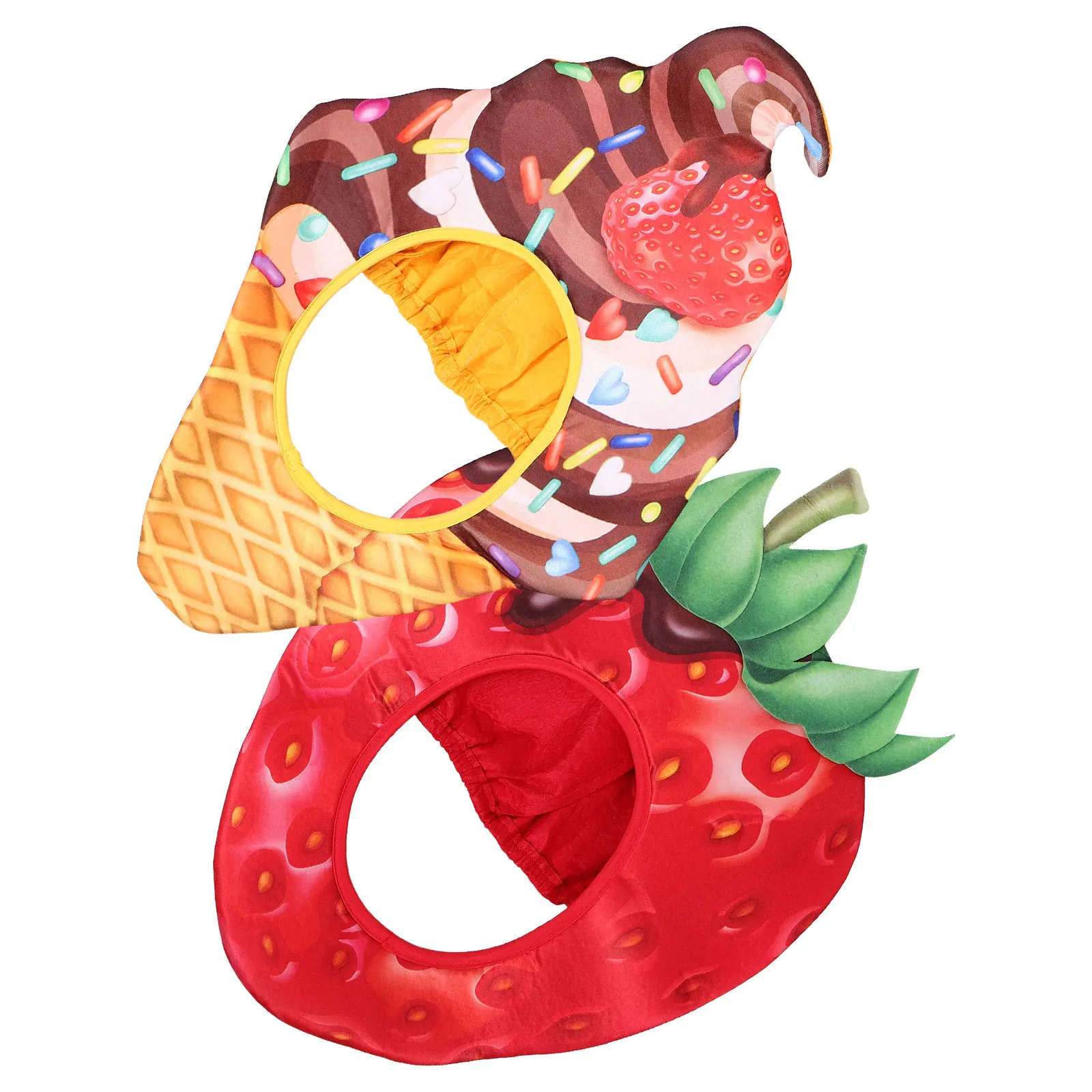 

2Pcs Strawberry and Ice Cream Hat Funny Costume Headwear for Halloween Carnival Dress Up Party Photo Prop Accessories