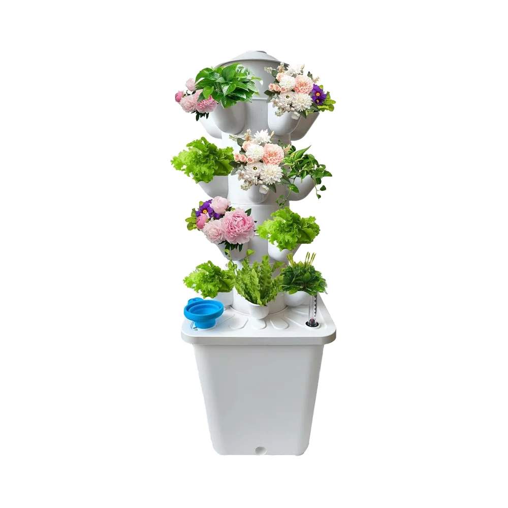 Hydroponic Tower Growing System Drip Irrigation Automatic Watering Vertical Design Germination Kit Multifunctional Home Garden