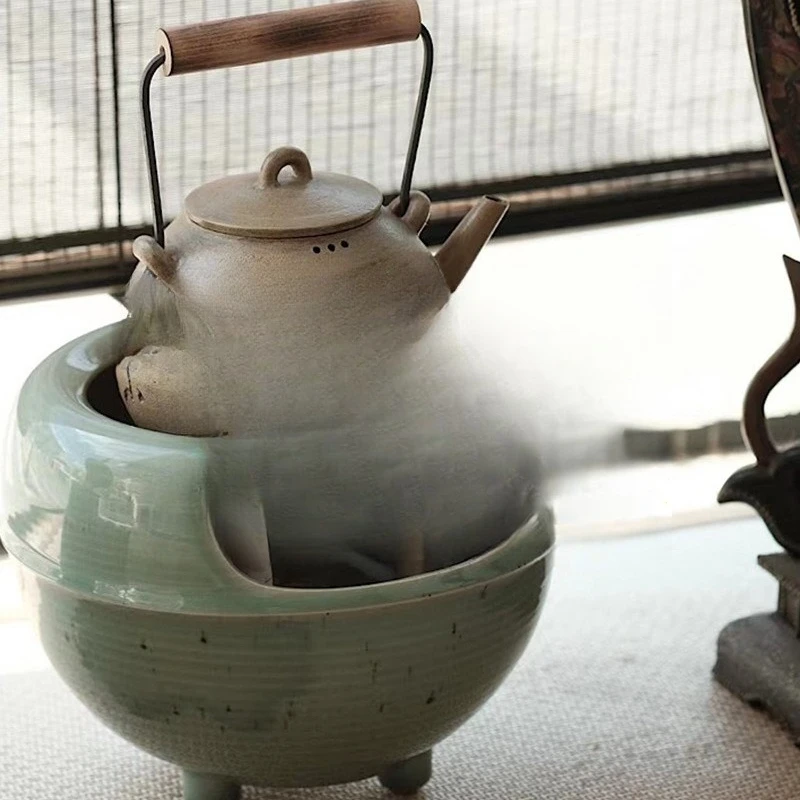 

Chinese Maru Pot 800ml Wooden Handle Kettle Purple Sand Teapot Handmade