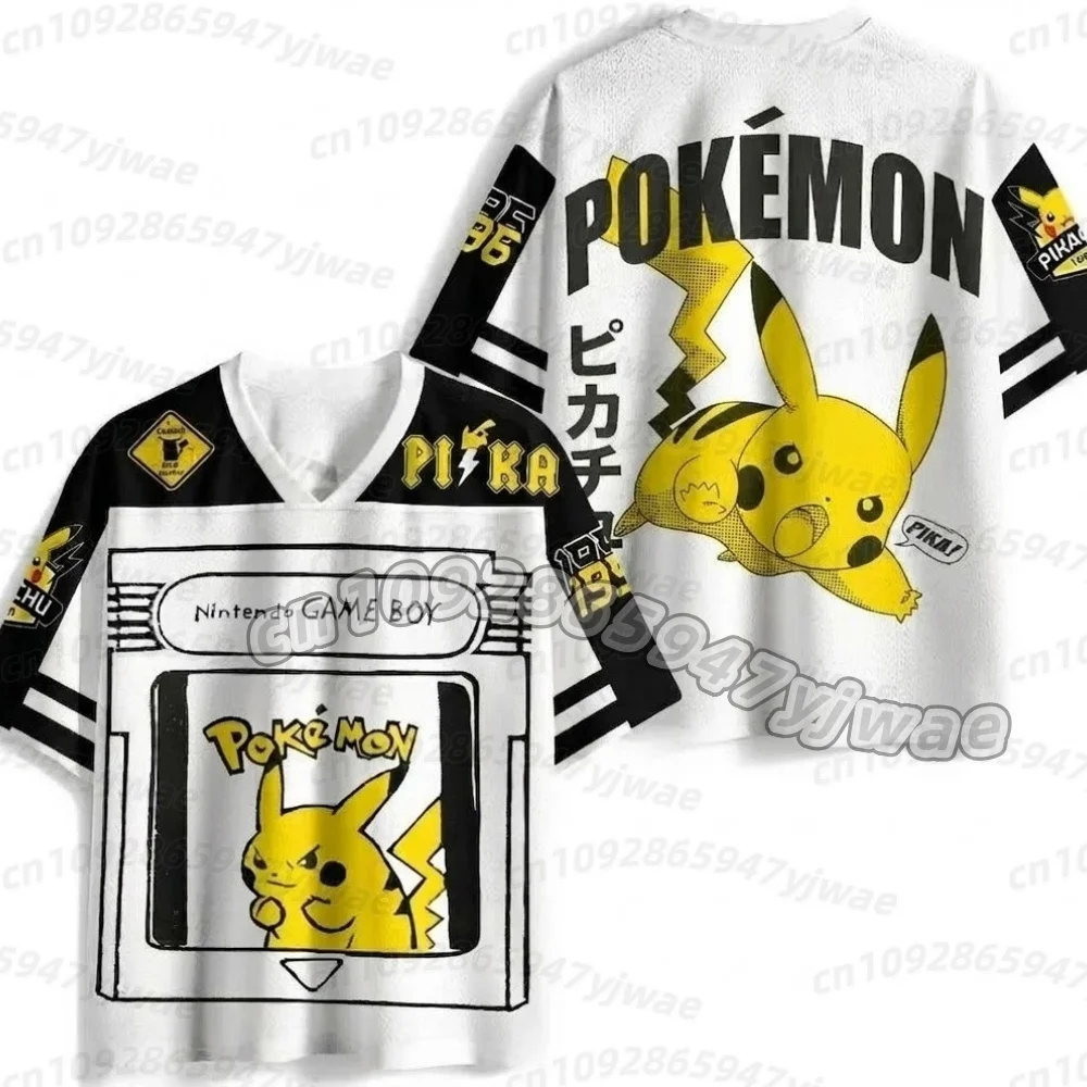 2026 Anime Pikachu Print Fußballtrikots für Mädchen, Jungen und Herren – Kurzarm-Sport-T-Shirts für Herren, Cartoon-Cosplay-Kinder-T-Shirts – Detail 6