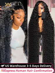 Water Deep Wave Lace Frontal Wig 13x4 13x6 360 Hd Curly Human Hair 30 40 46 Inch Lace Front Wigs For Black Women PrePlucked Lace