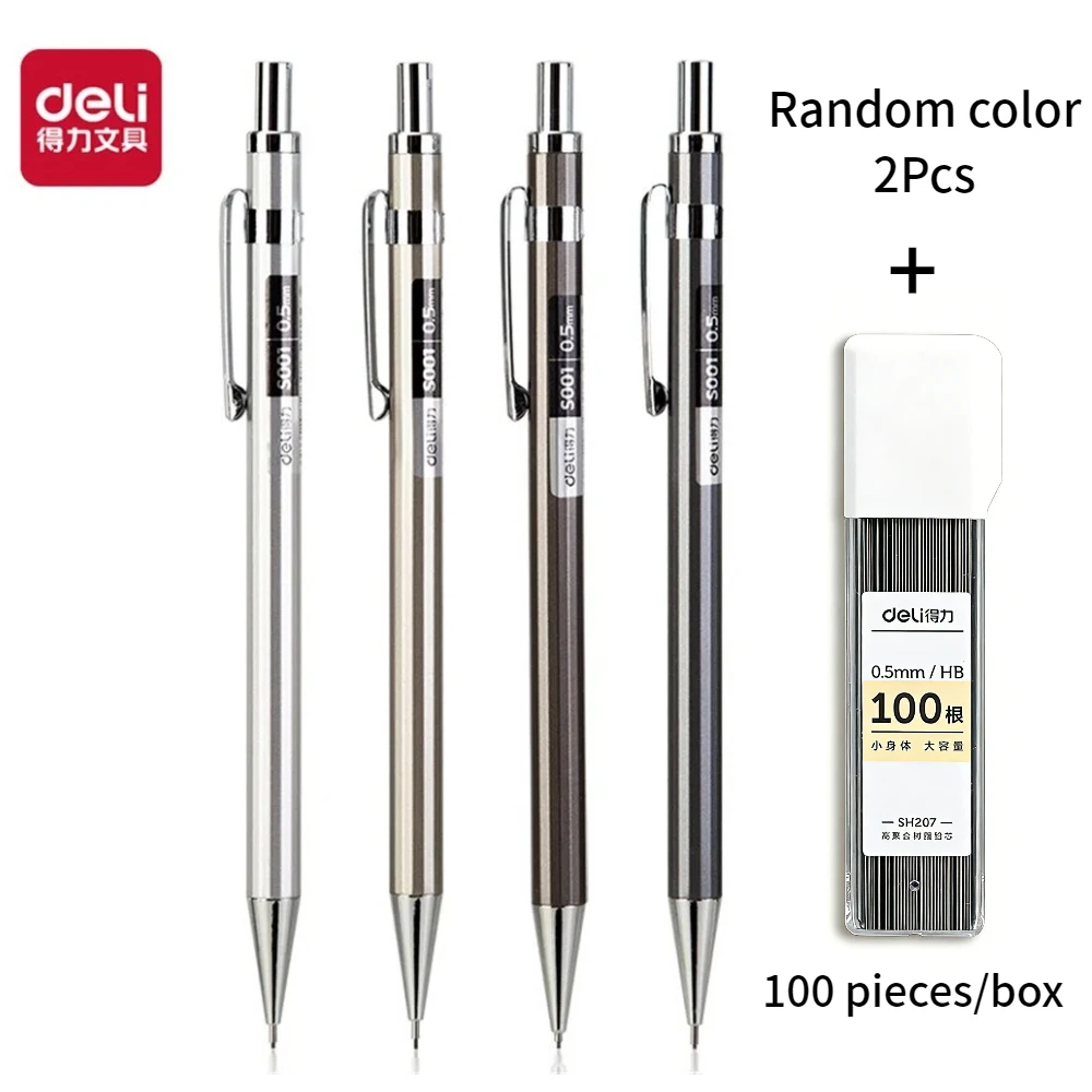 3-teiliges 0,5-mm-Metall-Druckbleistift-Set – ausziehbar – mit Bleistiftminen – zum Schreiben und Zeichnen, für Büro und Schule