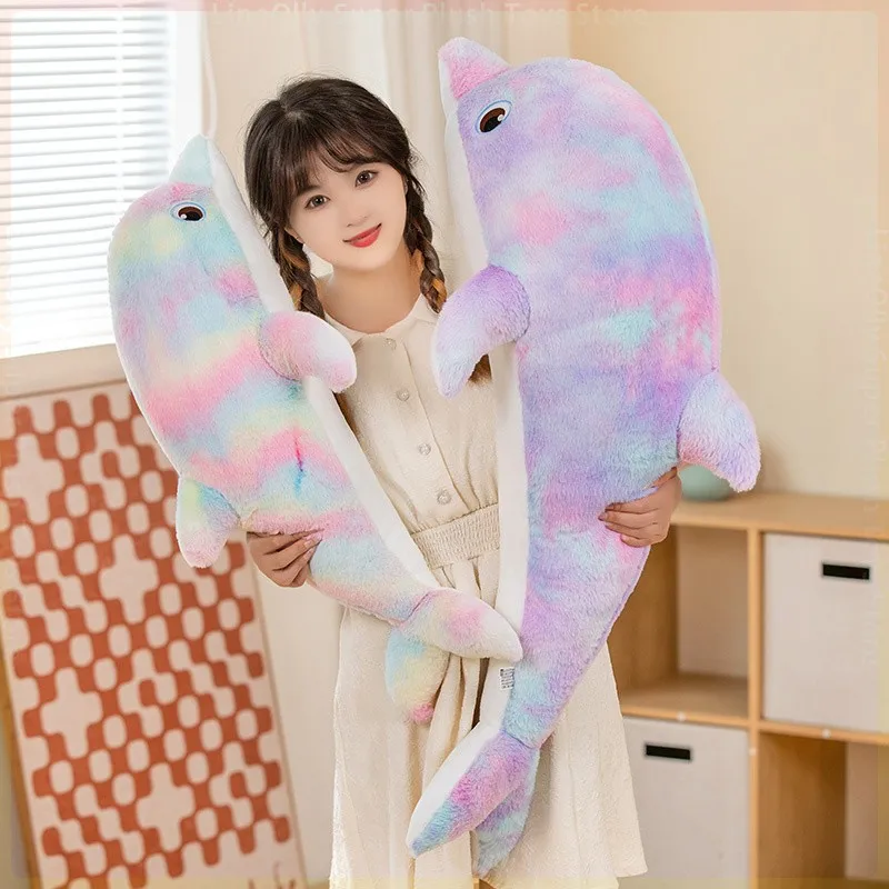 

Simulation Giant Color Dolphin Plush Toy Baby Sleeping Pillow Soft Stuffed Cartoon Animals Dolls for Girls Valentine's Day Gifts