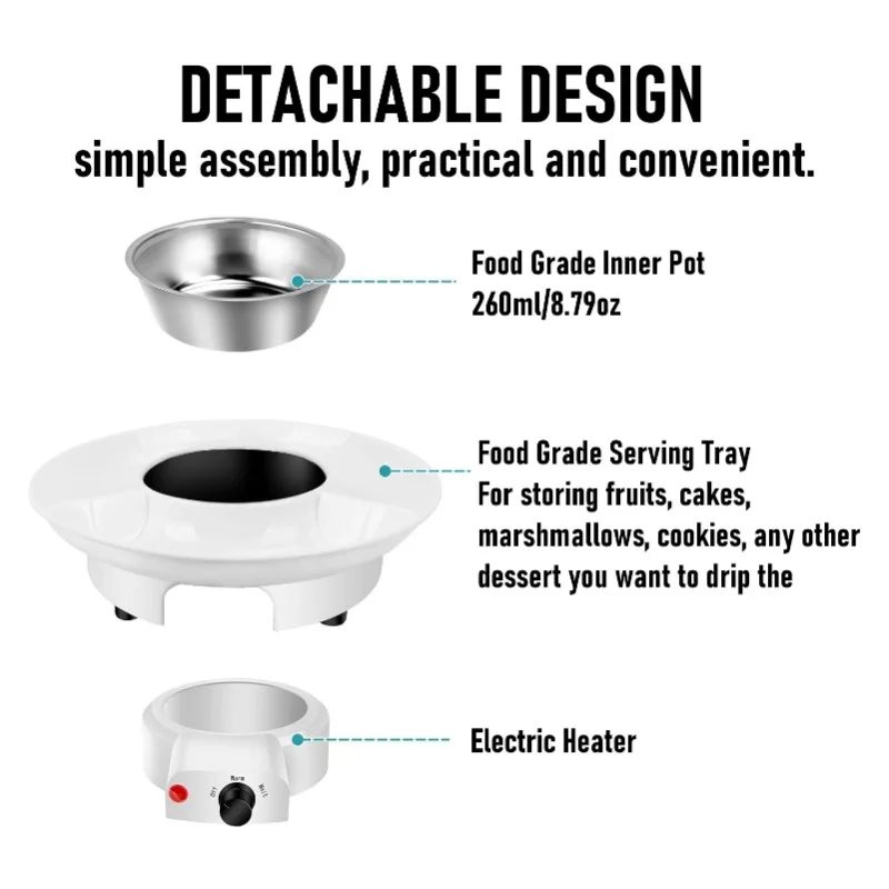 Detachable Serving Tray Electric Fondue Kit 10 Forks Chocolate Melting Pot For Party Movie Date Night AU Plug