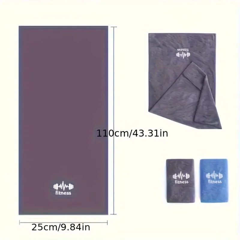 Thickened Quick-Dry Fitness Towel with Heart Rate Line Design Multifunctional Sweat-Absorbent Mat for Gym Yoga Running Outdoor A