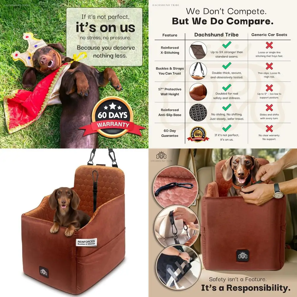 

Pet Car Seat Cover - Washable, Scratch & Water Resistant, Adjustable, Non-Slip for Small Dogs (Royal Brown, Small/Medium)