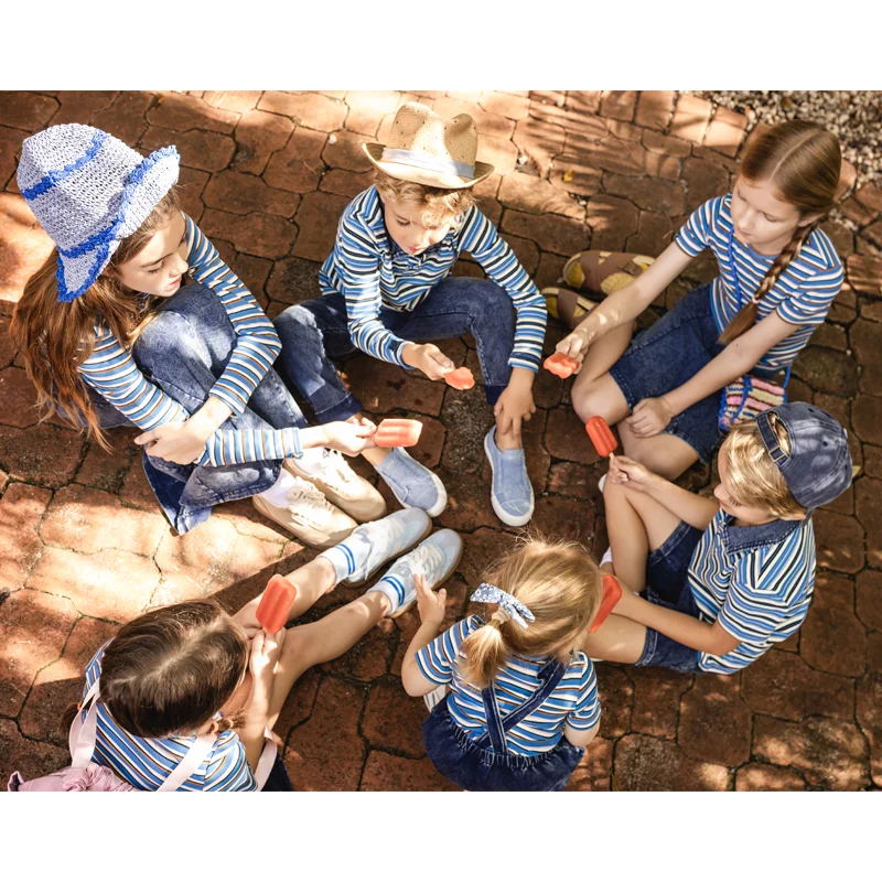 Ali Plus SS26 Denim Striped Collection Teens Denim  Skirt Pants Rompers Family Matches Clothing Outfits