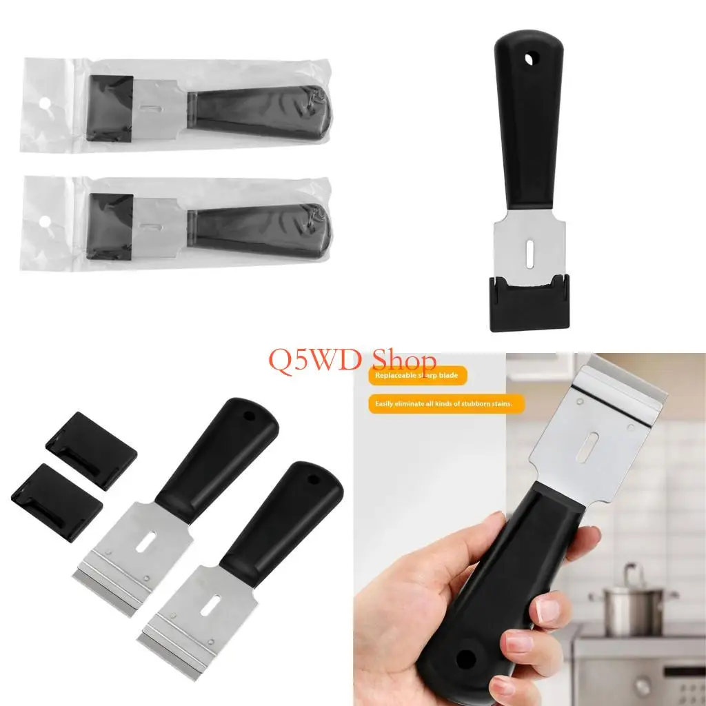 

Q5WD Double Surfaces Cleaning Tool with Metal Scraper for Tile Grout & Wall Debris