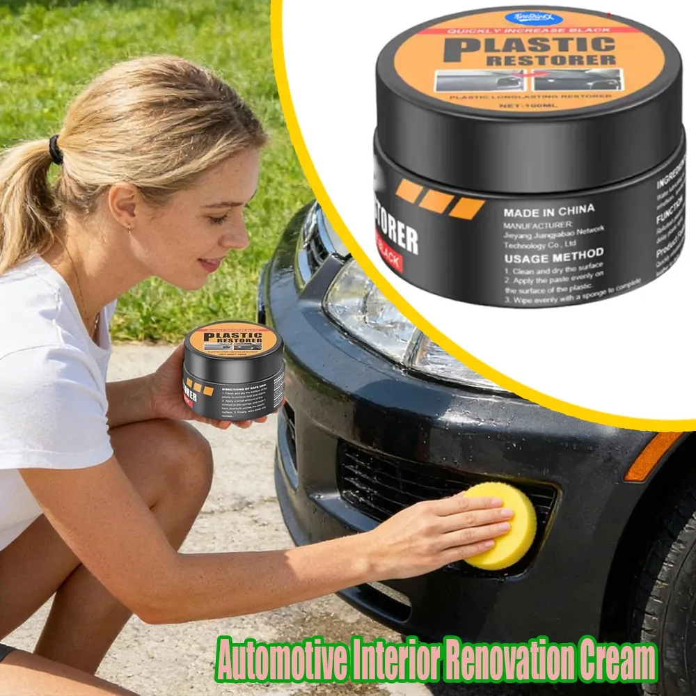 Leather Restorer And Black Plastic Restorer For Cars Car Interior Cleaner Conditioner Scratch Repair Balm With Sponge For Seats