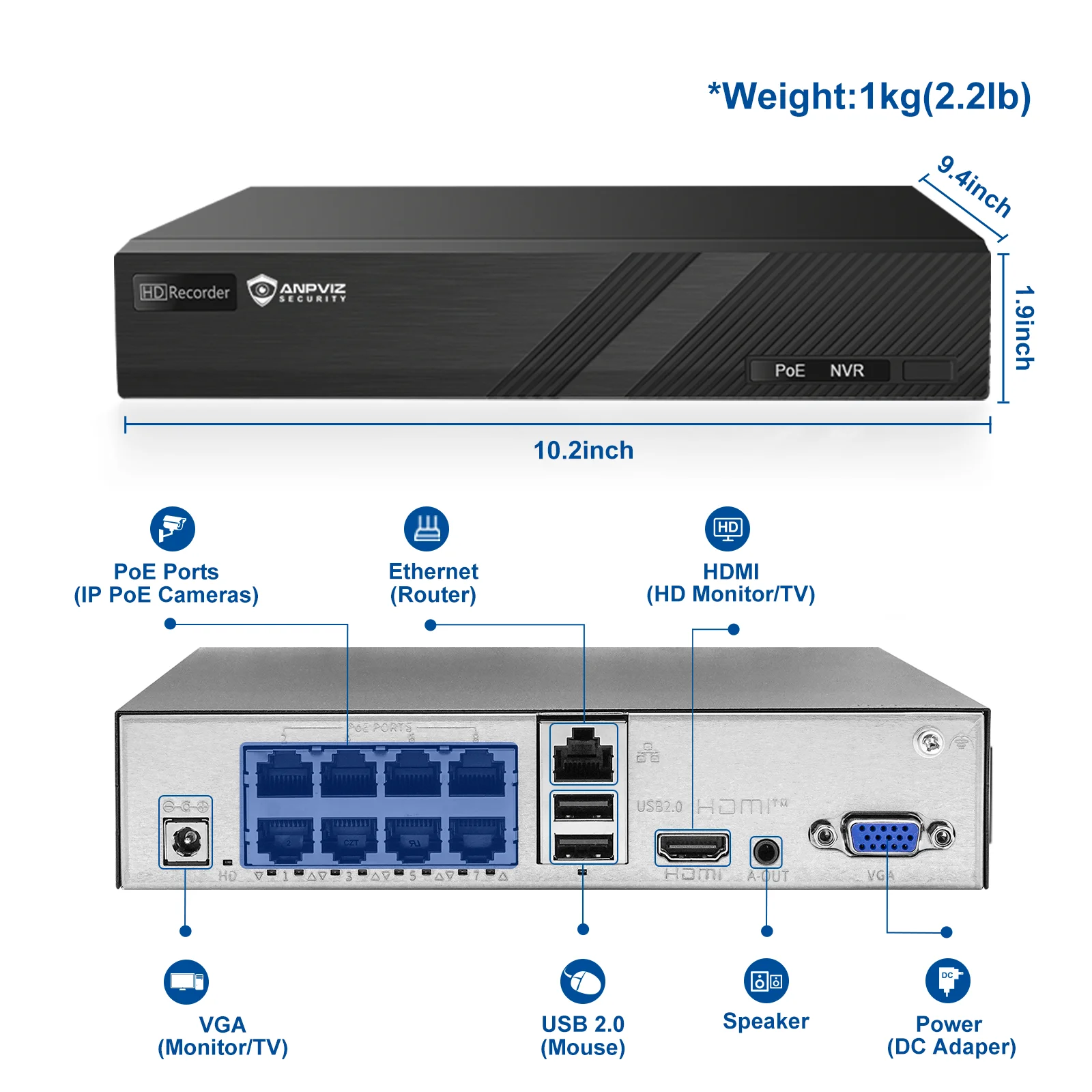 Security Ip Camera - Anpviz 8CH POE NVR 6MP CCYV