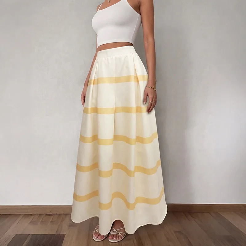 Women's Summer New Fresh Vacation Style Long Skirt Jupes 여성스커트