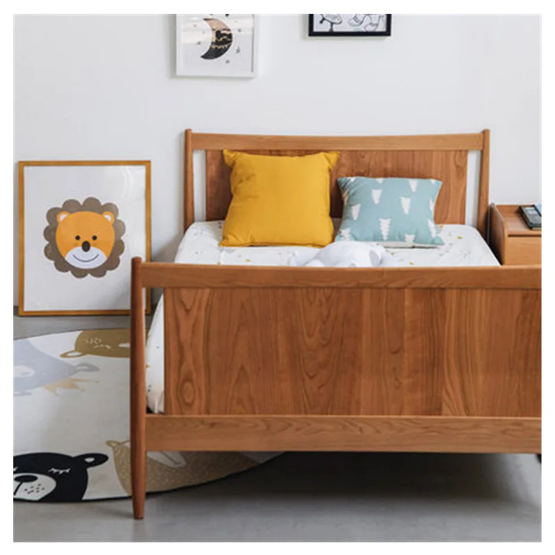 

Two black wood cocoa bed, cherry wood solid wood bed children's bed