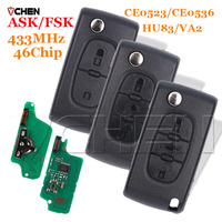 Fit Peugeot 207 307 308 407 607 807 Remote Key Fit Citroen C2 C3 C4 C5 C6 Flip Folding Car Fob CE0523/0536 433MHz ASK FSK HU/VA