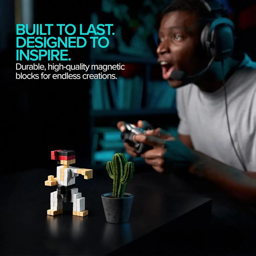 Pixel Art-Inspired Magnetic Building Blocks - PIXIO-100 Set with 6 Magnets in Each Cube for Endless Creativity, Ages 6+