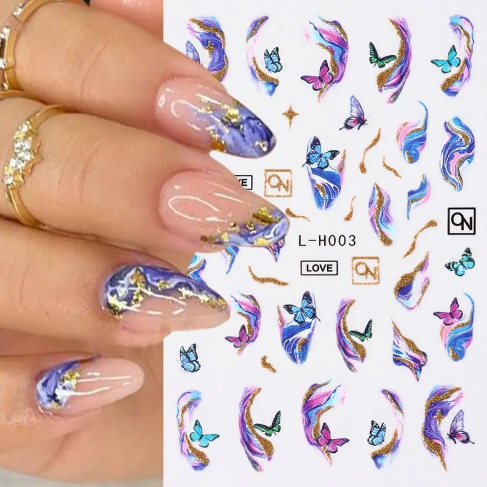 3D Stone Amber Nail Art Sticker Nail Decorations Gold Marble Flower Nail Stickers Abstract Wave Manicure Slider Decal DIY