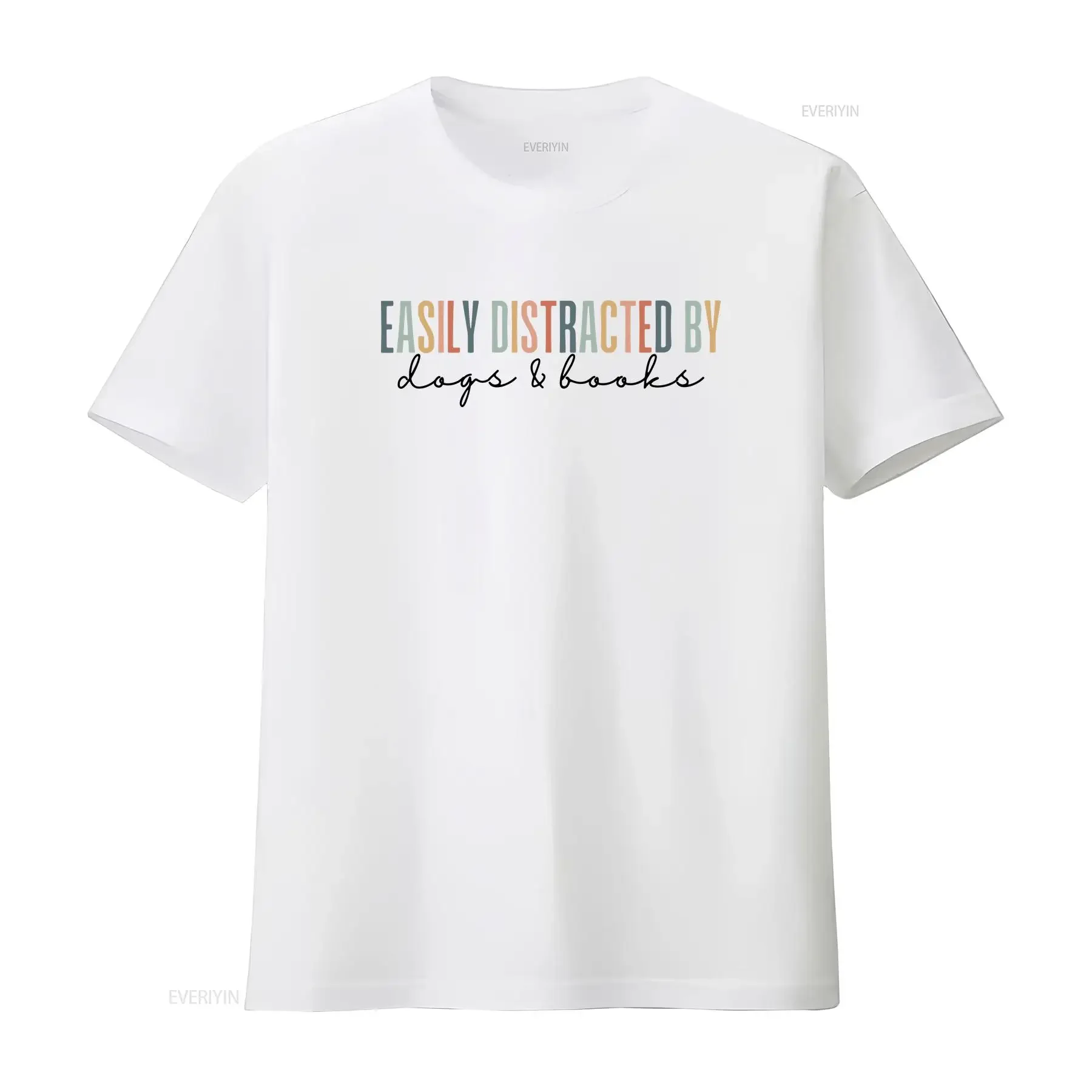 Easily distracted by dogs and books t shirt dog mom gift book lover for reading fanatic vintage Washed Breathable Versatile