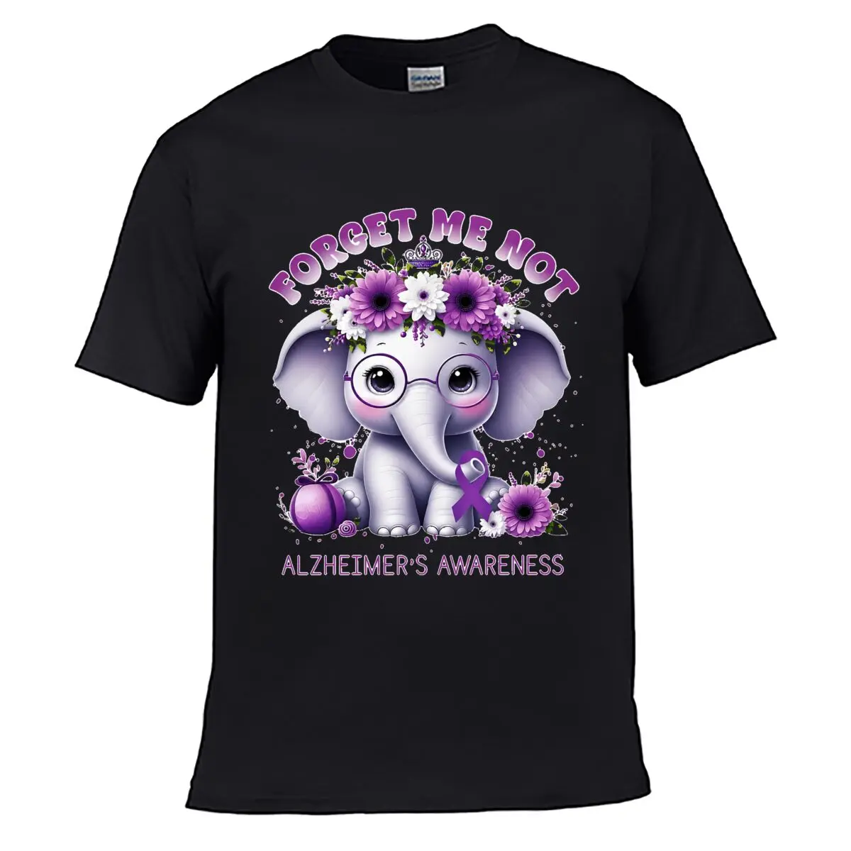 Alzheimers Awareness Forget Me Not Solid Washed Vintage Tee Distressed Loose