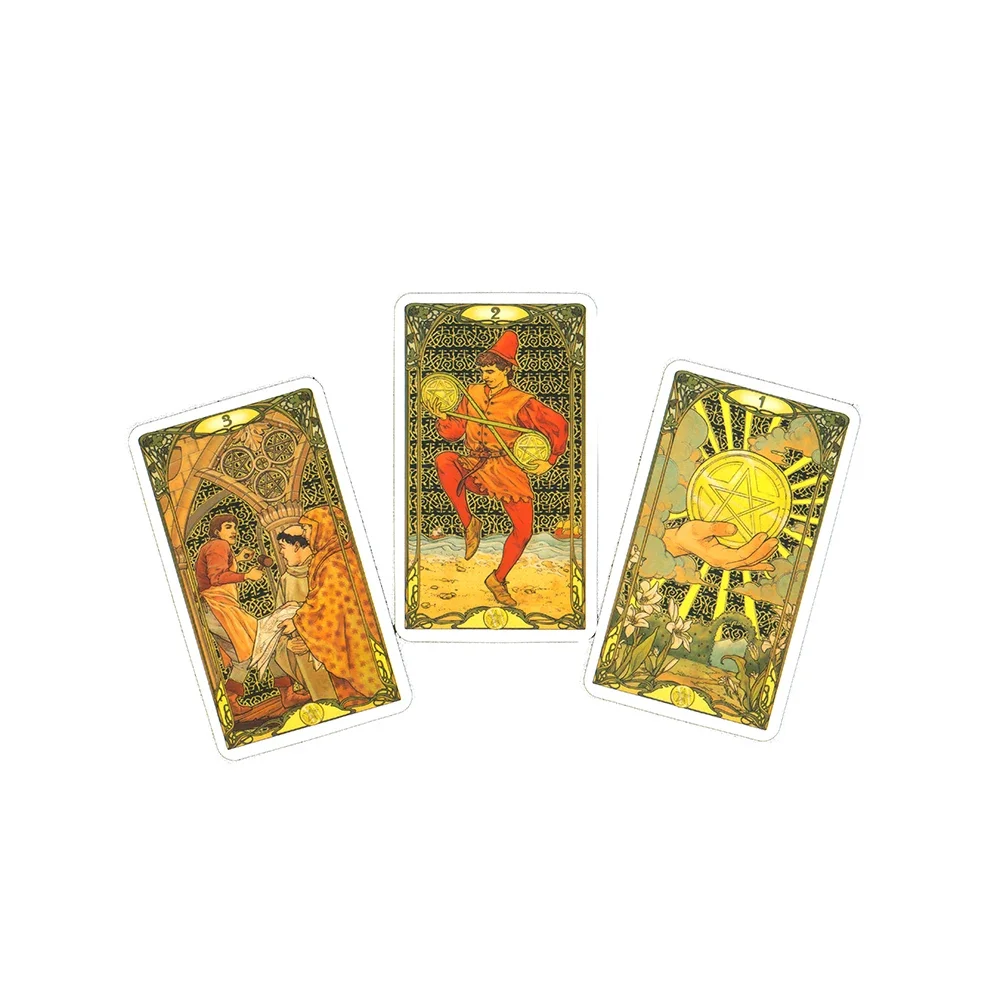 2024  New Golden Art Nouveau Tarot Cards for beginners and PDF Guidbook Deck games Fate Divination Cards