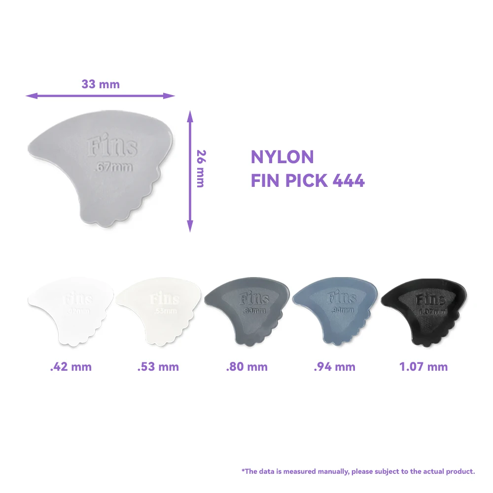 Dunlop Guitar Picks 444R Nylon Fin Pick 0.42/0.53/0.67/0.80/0.94/1.07 mm USA Original Guitar Accessories